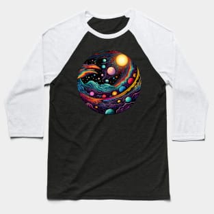 Surrealist space artwork with planets Baseball T-Shirt